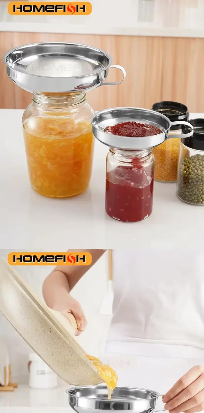 HOMEFISH acier inoxydable large bouche entonnoir conserve confiture salade pansement trémie filtre pour pot en conserve huile filtrante vin eau épices