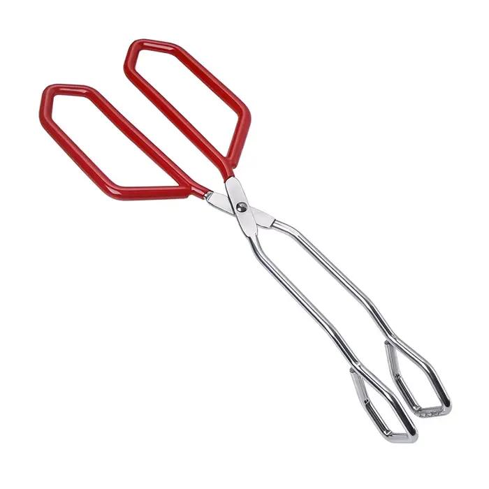 Pinces à ciseaux en acier inoxydable, avec poignée enveloppante, pince à pain coudée pour barbecue, gâteau à griller, 11 pouces, sûres et résistantes à la chaleur