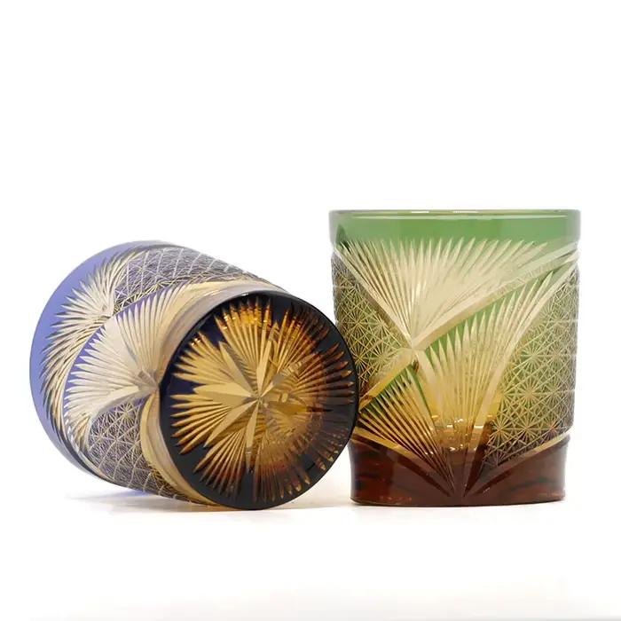 Verre à boire multicolore Edo Kiriko de Style japonais, verres à whisky en cristal ambre/clair de 8 onces, verres Scotch