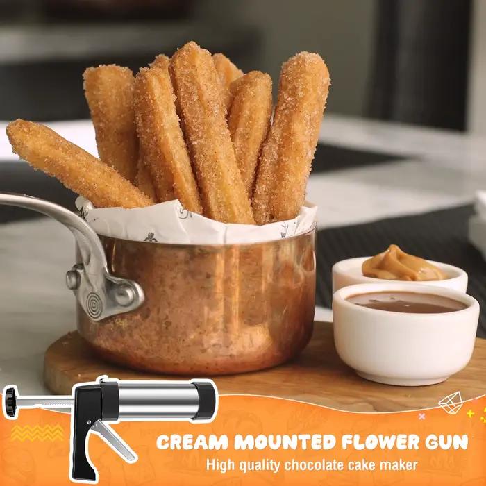 Kit de Pistolet de Presse à Biscuits en Acier Inoxydable, Machine à Churros Manuelle, Bricolage, Extrudeuse de Seringue, Buses, Passepoil, Crème, Biscuit
