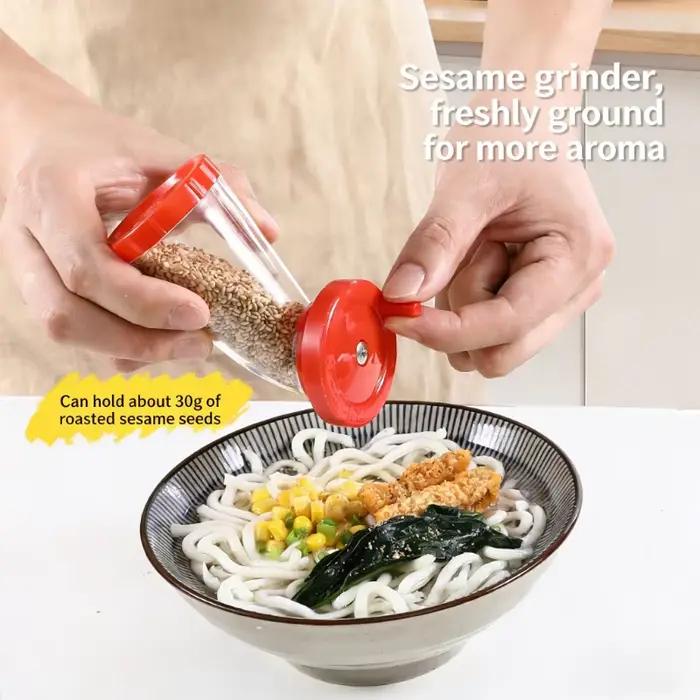 Moulin à graines de sésame, distributeur de graines de sésame de 75 ml, outil de broyage de graines multifonctionnel pour la cuisine, moulin à sésame manuel pour la cuisine