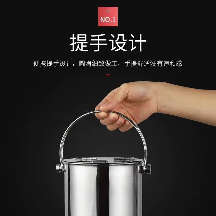 Seau à Sucre Épais à Clapet en Acier Inoxydable avec Couvercle, Glace Portable E27, Magasin de Thé au Lait, Refroidisseur de Vin à Cliquetis Froids