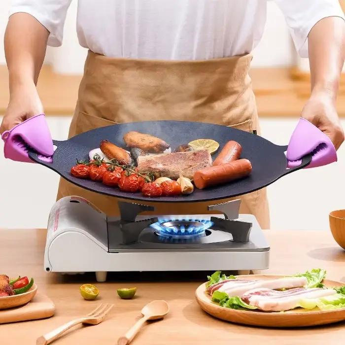 Poêle à barbecue coréenne avec revêtement en pierre médicale