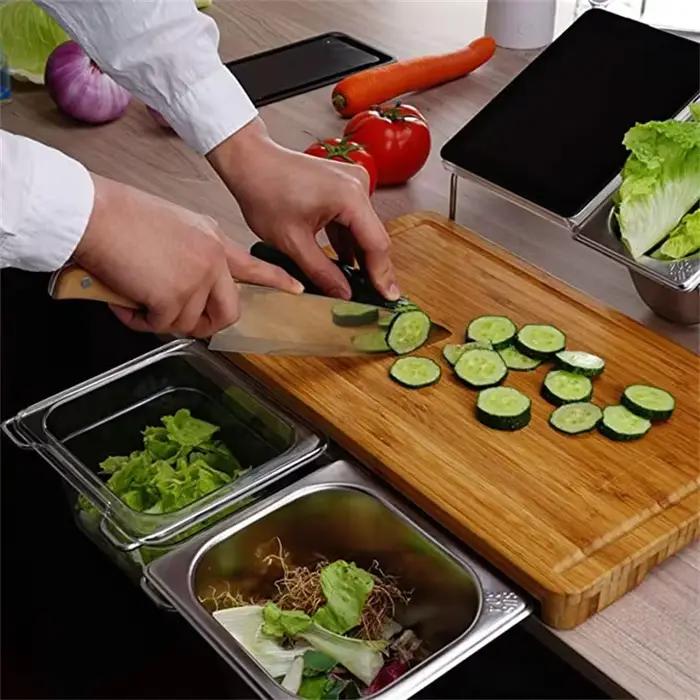 Ensemble de planches à découper en bambou extensibles, avec plateaux et boîte pour la cuisine, planche à découper pour jus, outils pour stocker des aliments hachés, 2025