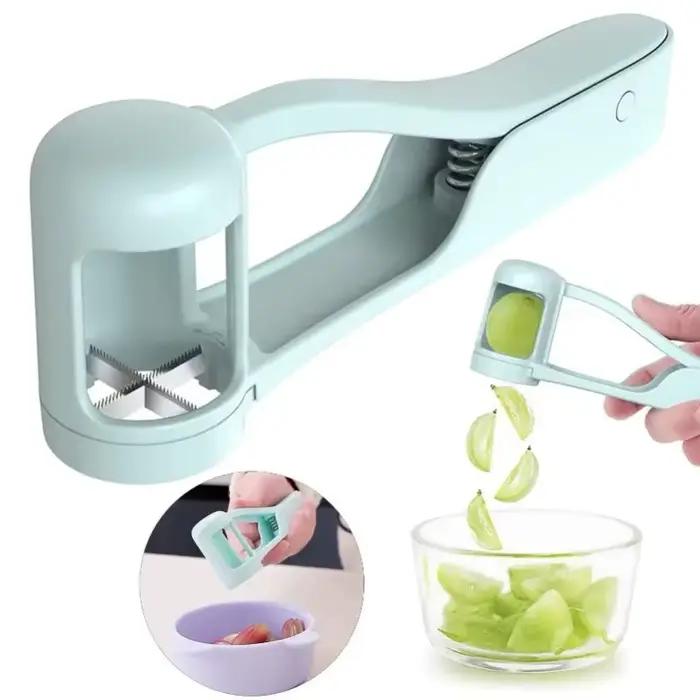 Trancheuse à raisin en acier inoxydable ergonomique pour salades de fruits et préparation de repas pour tout-petits occaions familiales et pique-niques