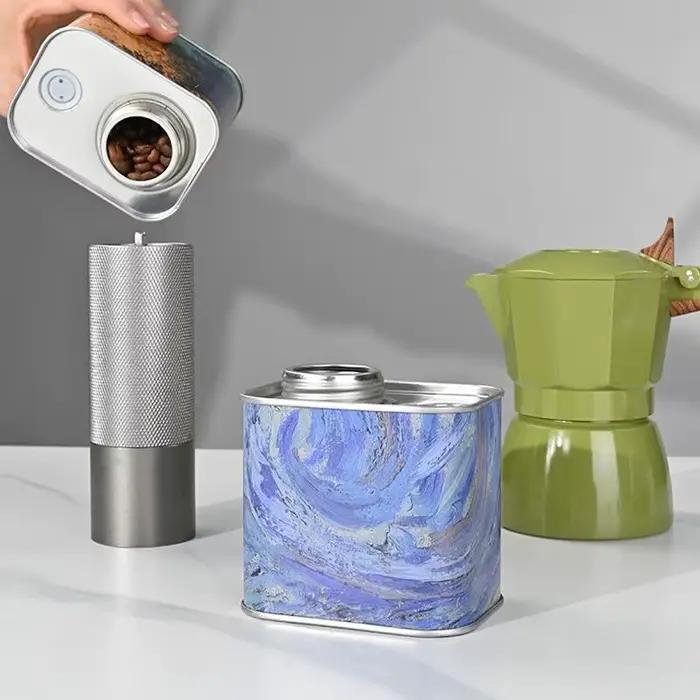 Boîte de conserve scellée de grain de café de qualité alimentaire pour le stockage d'emballage de boîte de fer blanc de respiration fraîche de Camping en plein air