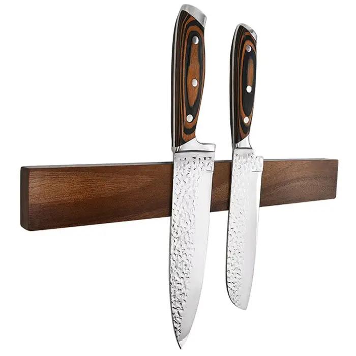 BABQ 2X bande de bois porte-couteau magnétique support mural pour couteaux en métal bloc