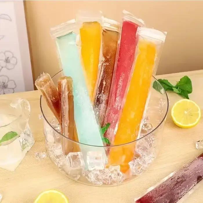 Sacs à glaces transparents jetables, bricolage de sucettes glacées, jus de fruits, Smoothies, sac de moule de yaourt avec fermeture éclair, sac à sucettes glacées pour enfants