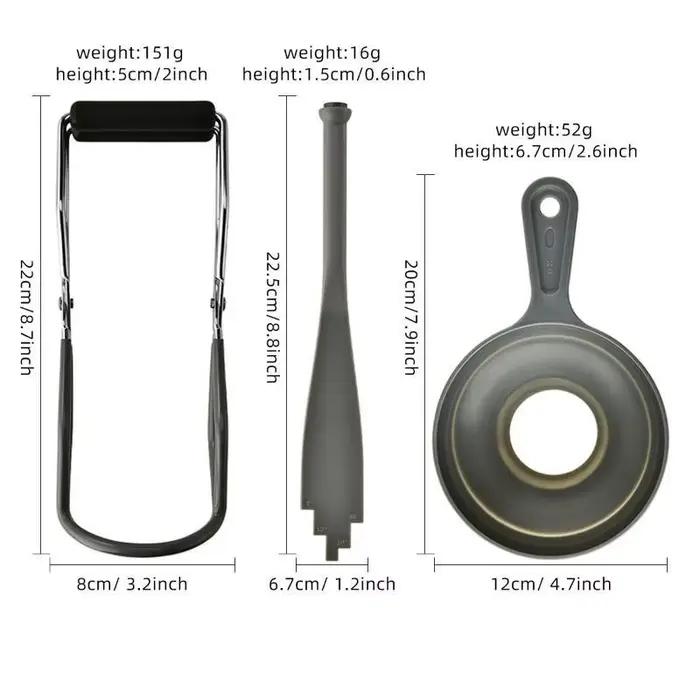 Kit d'outils de mise en conserve 3 pièces avec pince à bocaux anti-brûlure et entonnoir de qualité alimentaire pour la fabrication de confitures à la maison