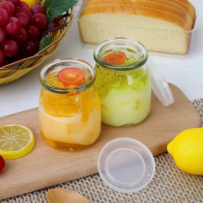 Pots en verre transparents rouges pour yaourt, confitures, gelée, pudding et mousse à offrir pour la maison et la cuisine