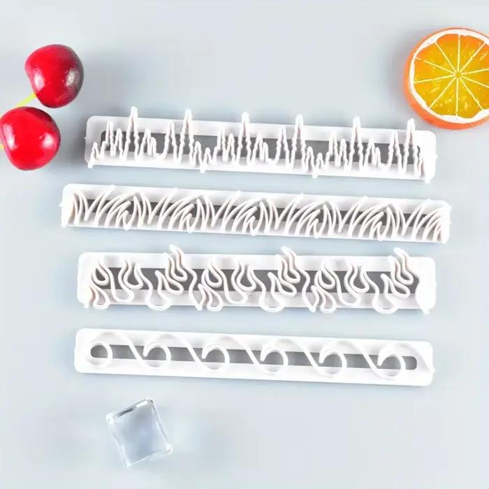 4 pièces/ensemble emporte-pièces à biscuits Fondant pâtisseries vagues d'herbe feu glace forme gâteau autour décor