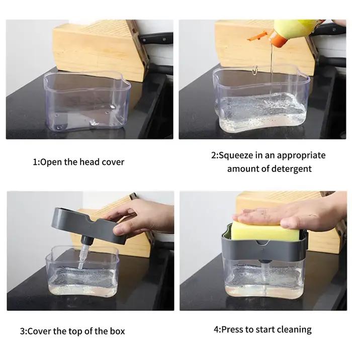 Boîte de rangement en plastique PP pour lave-vaisselle, distributeur de savon automatique, sortie de liquide, presse à détergent, cuisine, 1 pièce