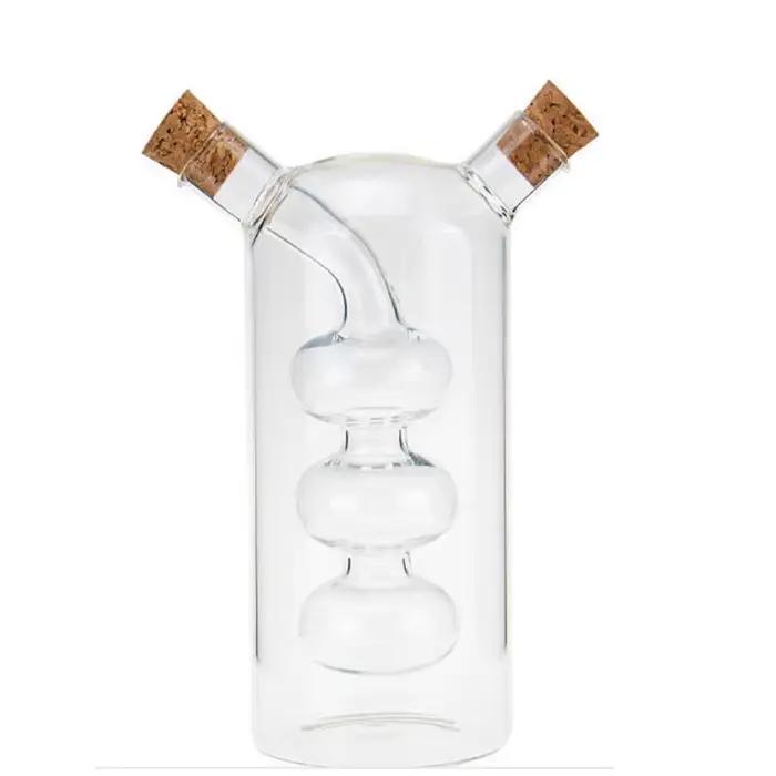 Bouteille en verre à double couche pour condiments et assaisonnement, bocaux scellés, outils de cuisine, stockage d'huile et de
