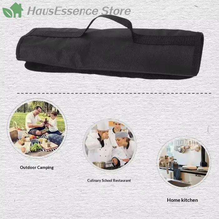 Sac de transport pour couteaux de chef en tissu oxford noir capacité 5 couteaux voyage protection des outils de cuisine occasions spéciales