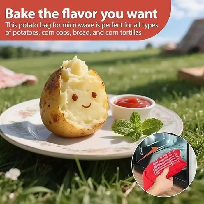 Sac de cuisson réutilisable pour micro-ondes tissu respectueux de l'environnement pour patates douces et maïs grillés occassions familiales et amicales