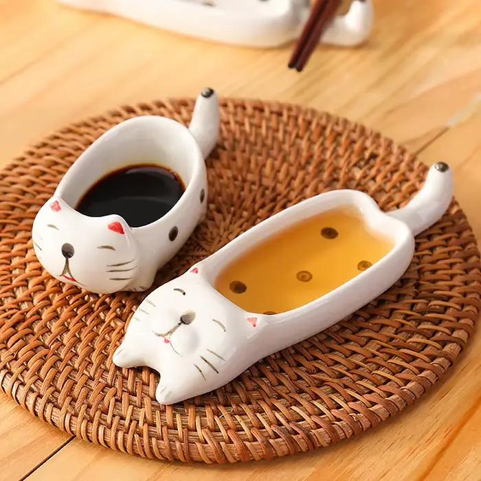 Mini bols en céramique chat mignon pour assaisonnements et petits en-cas à offrir pour occasions spéciales chez soi ou restaurant