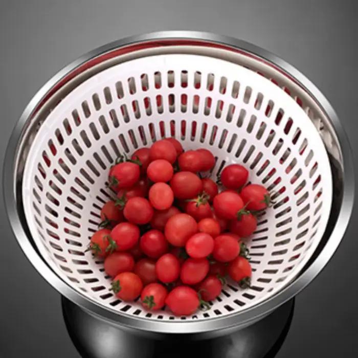 Essoreuse à salade manuelle 3,5 L, séchage rapide, déshydrateur de légumes grande capacité, lave-fruits en acier inoxydable, accessoires de cuisine