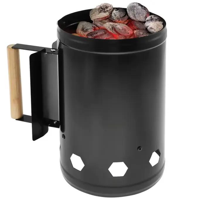 Allume-charbon rapide pour cheminée avec poignée en bois, allume-charbon pour briquettes de barbecue, accessoire de grillade