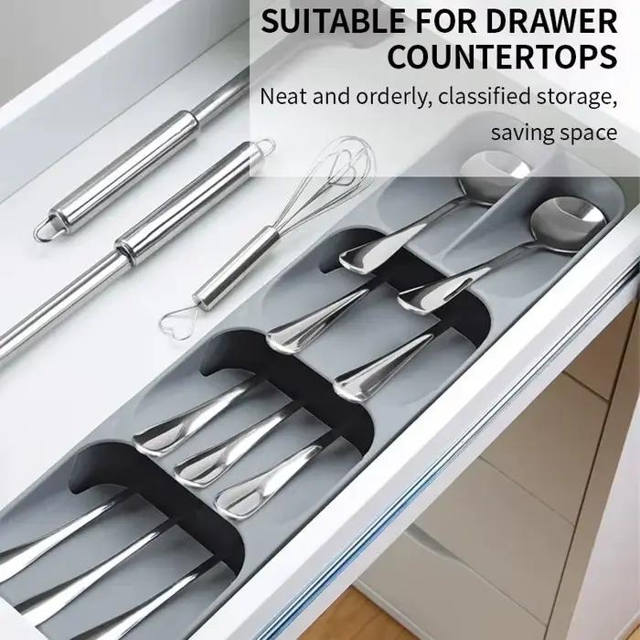 LIUSHADUOLA tiroir de cuisine plateau de rangement de couverts porte-couteau cuillère fourchettes vaisselle organisateur conteneur pour bouteilles d'épices couteaux
