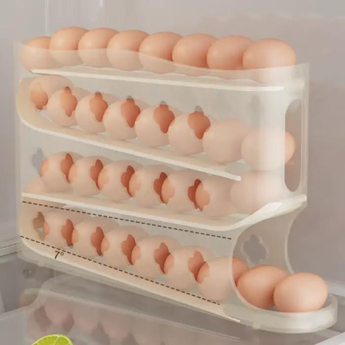 Conteneur de rangement pour œufs à 3 niveaux sur roulettes pour réfrigérateur