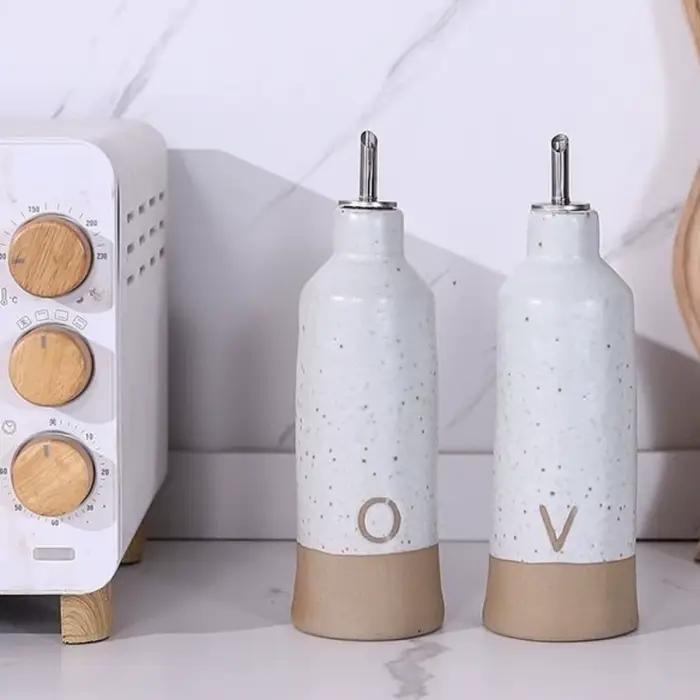 Bouteille d'huile en céramique nordique de 600ml, Pot de vinaigre de Sauce, Pot d'huile moderne, Portable, cuisine domestique, distributeur de Luid, fournitures de cuisine