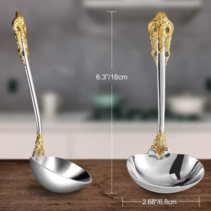 Louche à sauce en acier inoxydable 5/6, louche à soupe, cuillère à remuer, or miroir, magnifique, 18/10 po, 1 oz, 2 pièces, 3 pièces, 4 pièces, 50 pièces