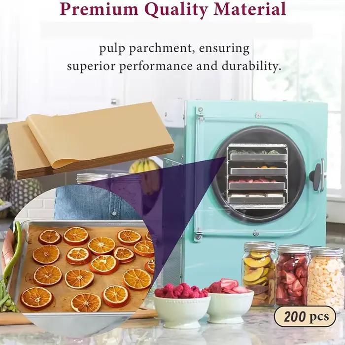 SOFT-200 paquets de feuilles de papier parchemin pour lyophilisateur droit de récolte-accessoires de séchage pour plateaux moyens, feuilles de parchemin