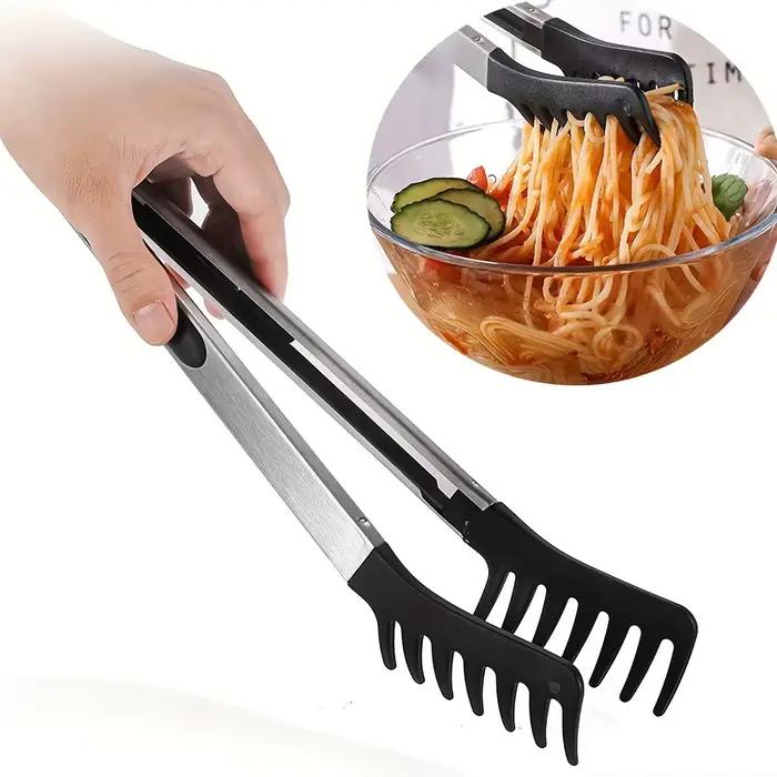 Pinces alimentaires à long manche de 10 pouces pour pâtes, salade et spaghettis, pinces à griller en acier inoxydable avec poignée résistante à la chaleur