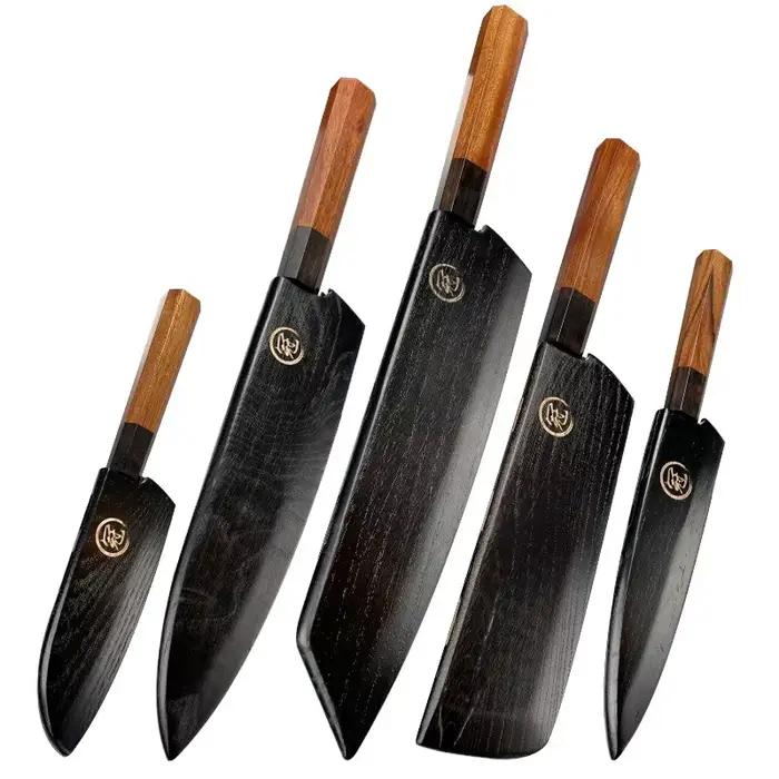 Fourreau de couteau de chef en bois massif portable