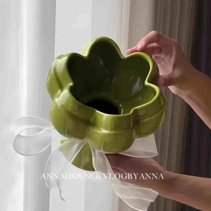 Bouquet vase ménage créatif en céramique arrangeur de fleurs hydroponique fleurs séchées vase à fleurs salon avancé