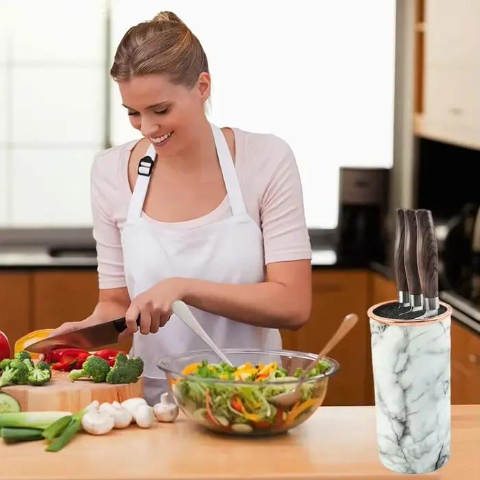 Support de bloc de couteaux en plastique avec poils détachables, rangement facile et multifonctionnel pour la cuisine à offrir pour les occasions spéciales