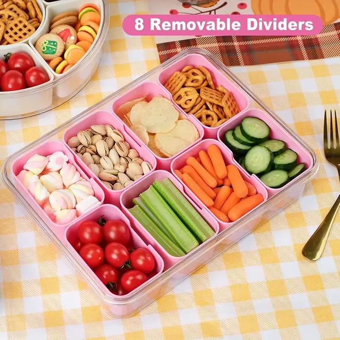 Récipient de boîte de collation, plateau de service divisé avec couvercle et poignée, récipient de charcuterie de boîte de collation, stockage de conteneur de collation Portable