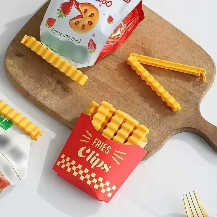 Clip de scellage résistant à l'humidité pour aliments, avec autocollant magnétique pour réfrigérateur, pince à collation à longue bande pour frites, cadeau créatif, 12 pièces/ensemble