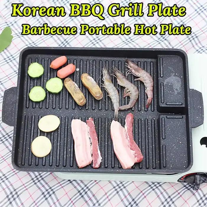 Plaque de gril barbecue coréenne antiadhésive alliage aluminium hauteur réglable portable pour rassemblements familiaux fêtes extérieures