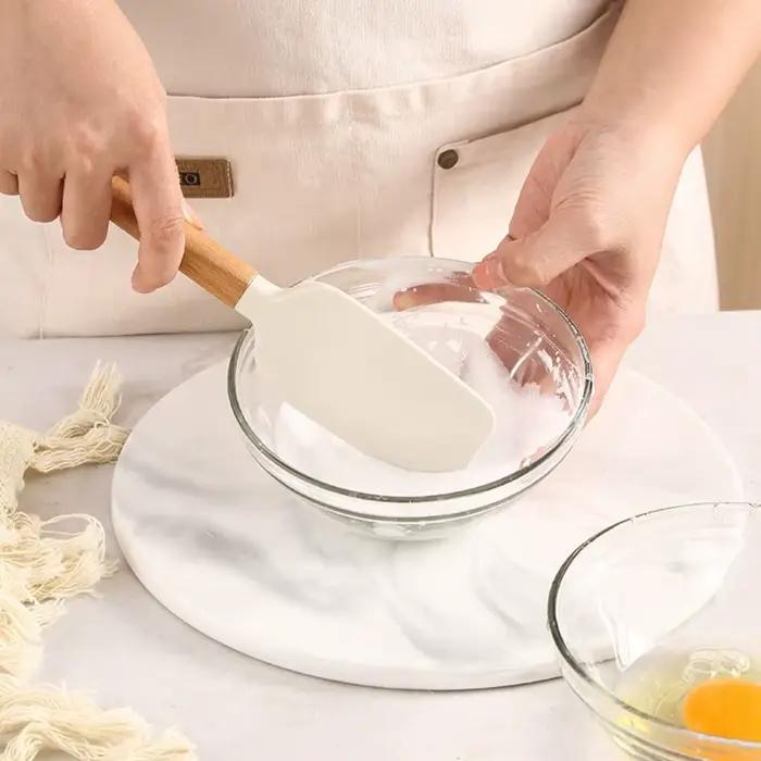 Outils de cuisson spatule à crème en Silicone manche Long grattoir