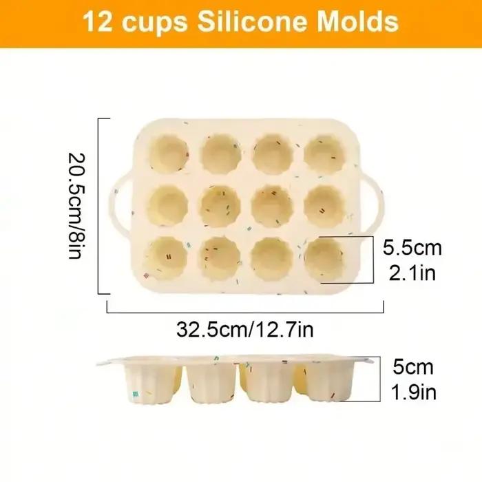 Moule à gâteau en silicone 12 tasses antiadhésif pour muffins gâteaux bombes grasses brownies tarte occasion spéciale cuisine pâtisserie