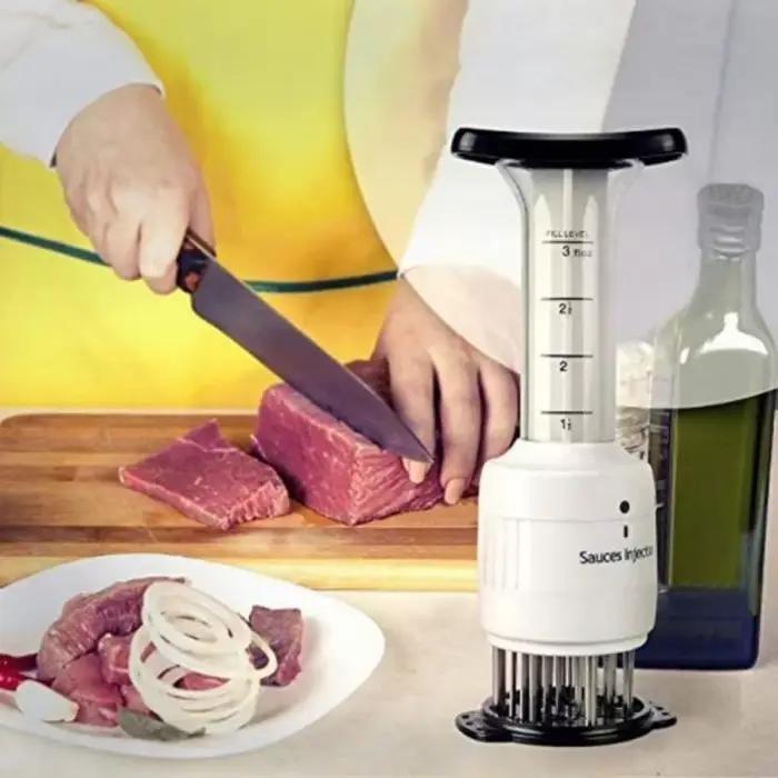 Injecteur de viande marinade en acier inoxydable 2 en 1
