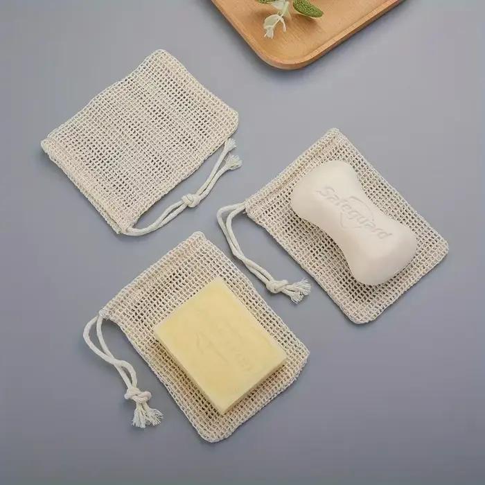Sacs économiseurs de savon biodégradables pour nettoyage du visage, rasage et voyage en gris clair et vert clair