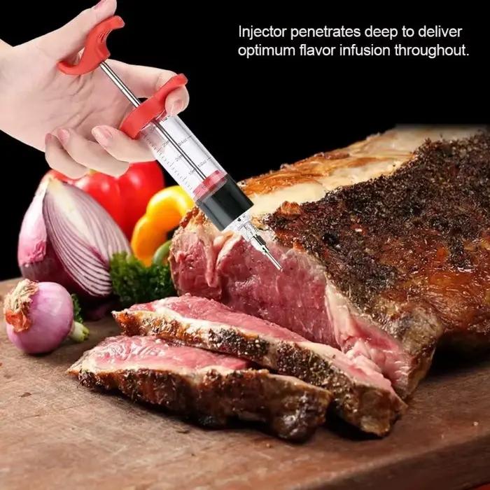 Kit d'injecteur de viande en acier inoxydable pour dinde, poulet rôti et barbecue occasions spéciales