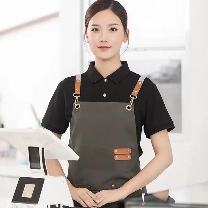 Tablier de travail professionnel pour hommes et femmes, imperméable, cuisine, cafés, beauté des ongles, coupe de cheveux, uniforme de Salon, gril, bavoir de serveur de jardin personnalisé