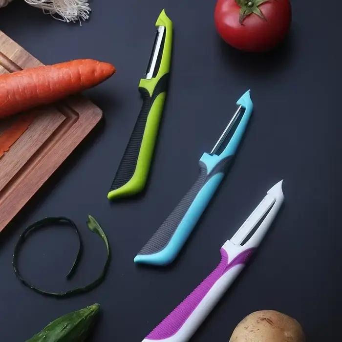 Éplucheur de fruits en acier inoxydable, gadgets de cuisine réutilisables, coupe-fruits, couteau à éplucher