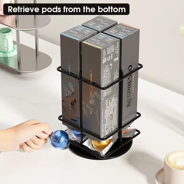 Support de rangement pour 40 dosettes de café Vertuo, support de rangement pour Nespresso Vertuoline, rotation à 360 degrés, fil métallique noir
