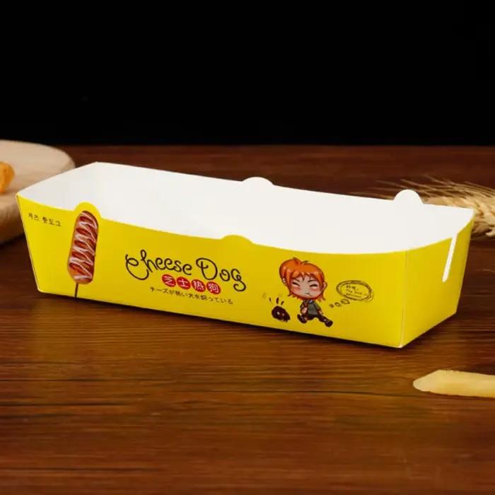 Lot de 100 boîtes à hot-dogs, boîtes à saucisses, boîtes à snacks, boîtes à nourriture jetables, plateaux de service pour fêtes, boîtes à emporter pour la restauration