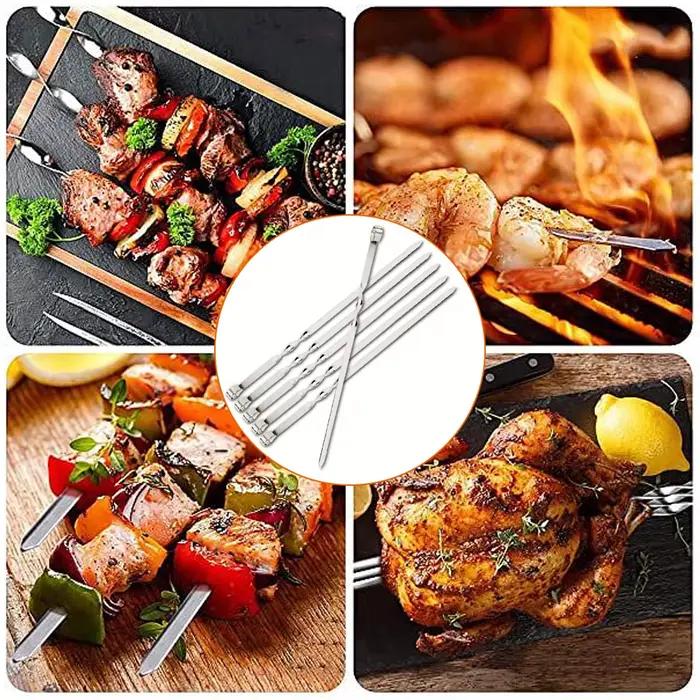 Brochettes en acier inoxydable 410 pour barbecues, pique-niques et soirées de camping occasions spéciales ustensiles de cuisine robustes et faciles à nettoyer