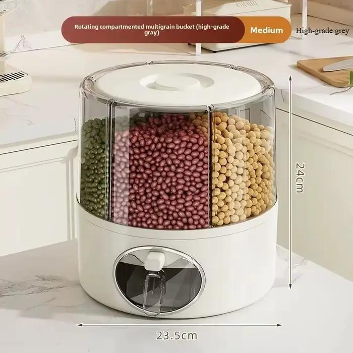 Seau à riz rotatif, boîte de rangement pour céréales domestiques