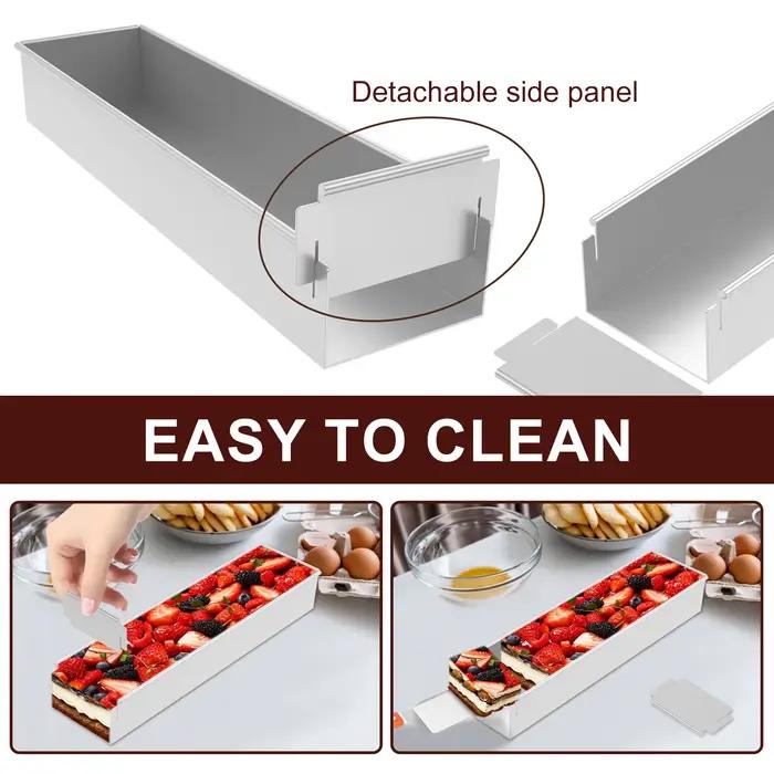 Moule à gâteau rectangulaire Tiramisu avec couvercle et spatule, en alliage d'aluminium antiadhésif, amovible, pour gâteaux, mousses et muffins DIY