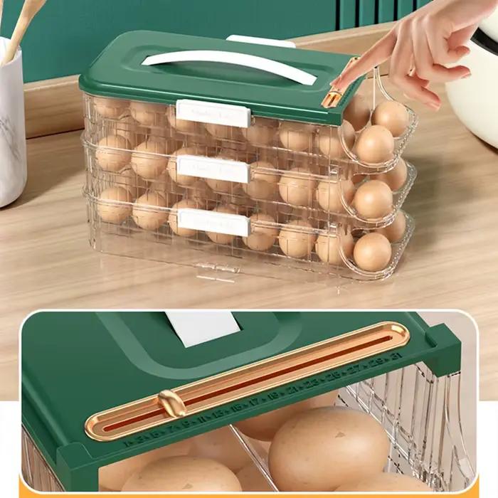 Boîte à Œufs Élégante Pour Rangement Pratique et Organisé Cuisine Hermétique Conteneur Alimentaire Défilement Automatique