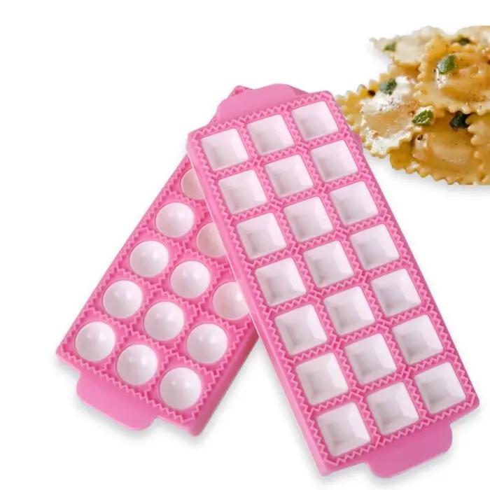 Moule à raviolis en silicone multiformes pour boulettes, mousseuses et desserts, carré, rond, triangle, 10/14/21 grilles, bleu ciel, chocolat, rose, vert armée, kaki foncé