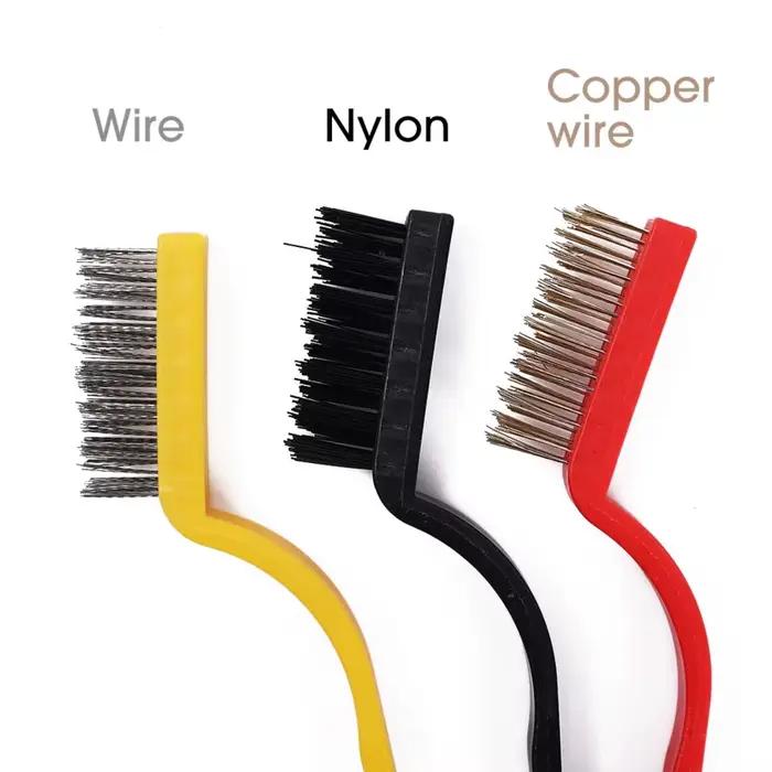 Lot de 3 brosses de nettoyage pour cuisinière à gaz, brosse pour hotte de cuisine, brosse en fil de cuivre, brosse en fil d'acier inoxydable, brosse en nylon, outils de nettoyage de cuisine