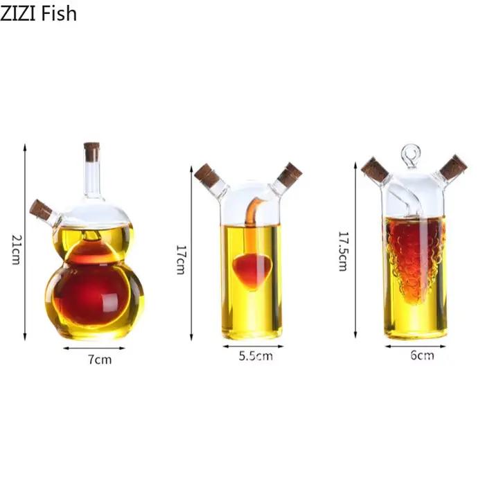 Bouteille en verre à double couche pour condiments et assaisonnement, bocaux scellés, outils de cuisine, stockage d'huile et de